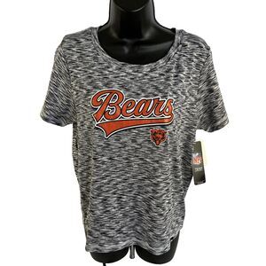 New Women’s New Era NFL Team Chicago Bears Cropped T-Shirt Sz L NWT Gray Glitter